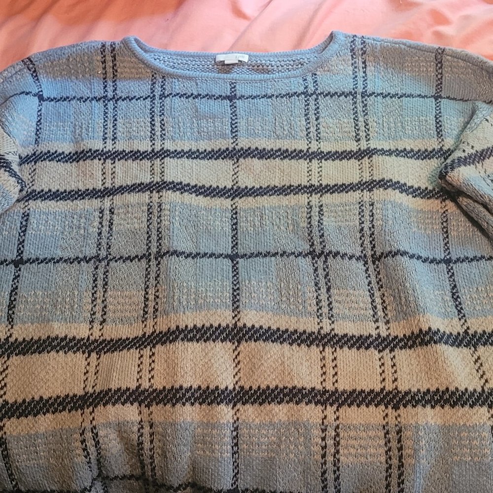 Jjill blue plaid knit sweater